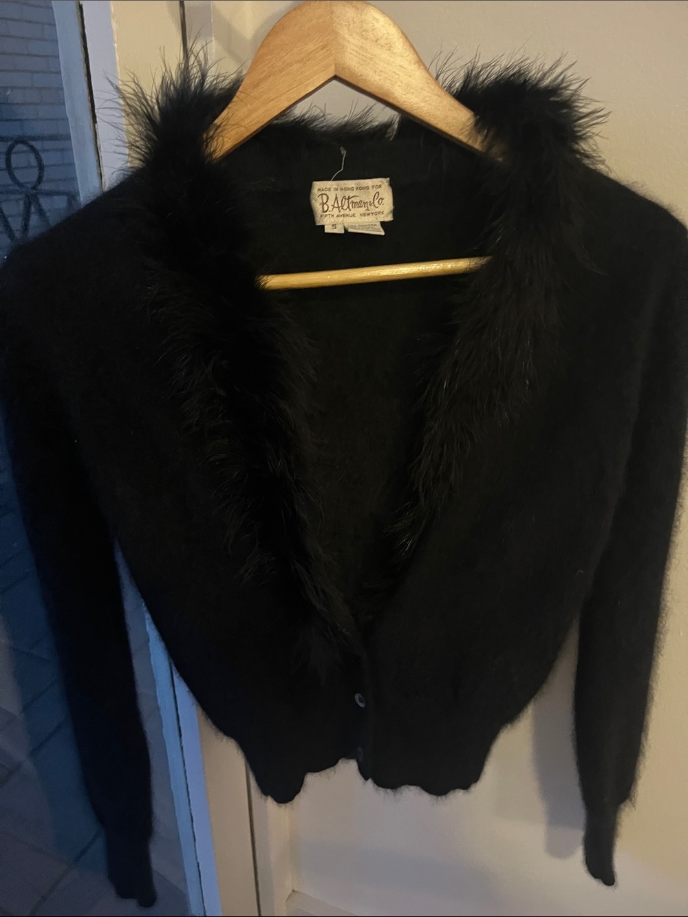 Black Faux-Fur Trim Women's Sweater